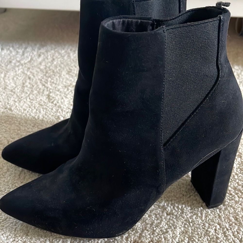 Black suede bootie
